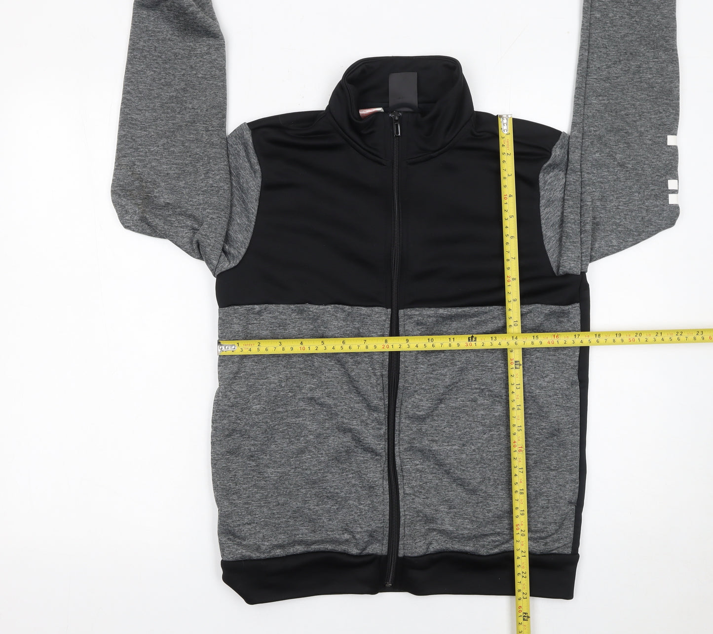 Adidas Boys Grey & Black Track Jacket Size 13-14Y Full Zip Activewear