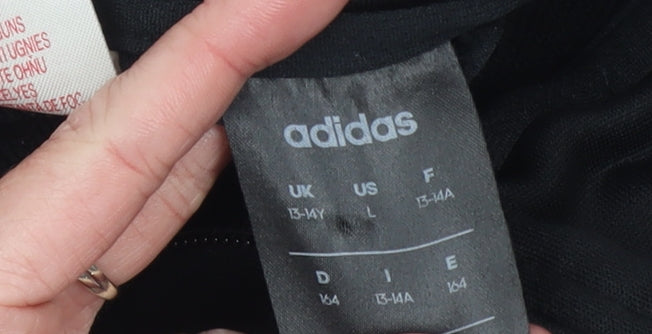 Adidas Boys Grey & Black Track Jacket Size 13-14Y Full Zip Activewear