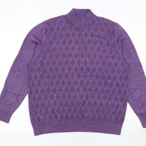 Castle of Ireland Women's Purple Mock Neck Knit Jumper Size L