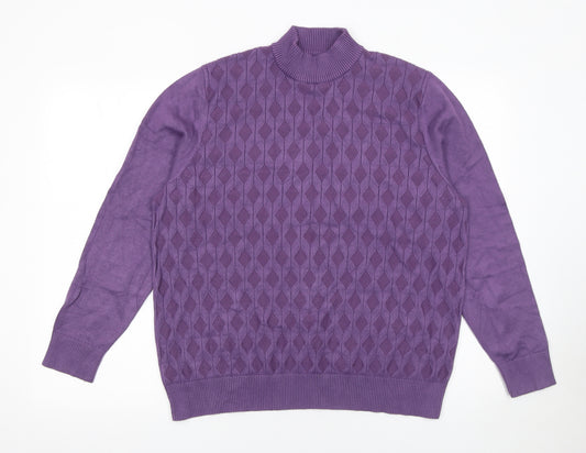 Castle of Ireland Women's Purple Mock Neck Knit Jumper Size L