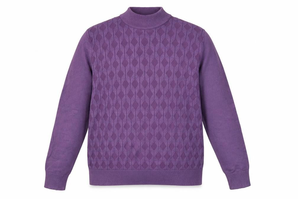 Castle of Ireland Women's Purple Mock Neck Knit Jumper Size L