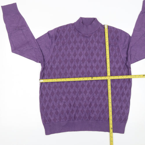 Castle of Ireland Women's Purple Mock Neck Knit Jumper Size L