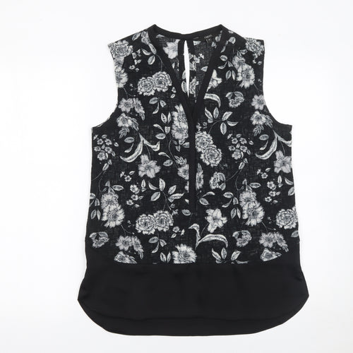 Next Women’s Black Floral Sleeveless Tunic Blouse Size 10