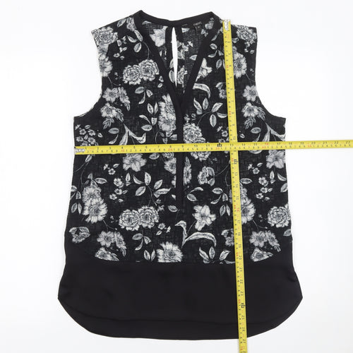Next Women’s Black Floral Sleeveless Tunic Blouse Size 10