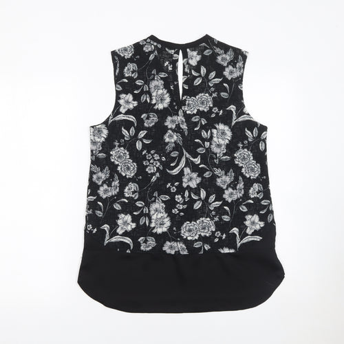 Next Women’s Black Floral Sleeveless Tunic Blouse Size 10