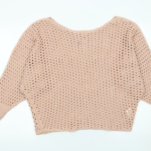 River Island Women’s Beige Open Knit Pullover Jumper UK 14