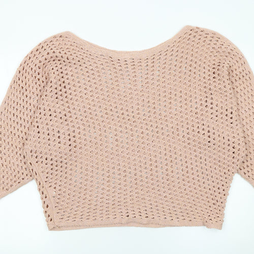 River Island Women’s Beige Open Knit Pullover Jumper UK 14