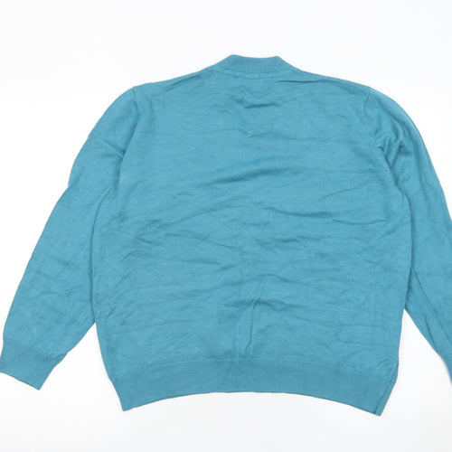 Castle of Ireland Women's Blue Mock Neck Beaded Jumper Size M