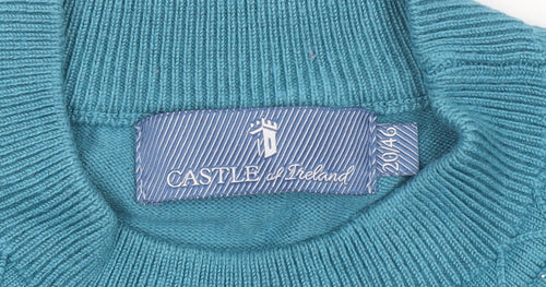 Castle of Ireland Women's Blue Mock Neck Beaded Jumper Size M