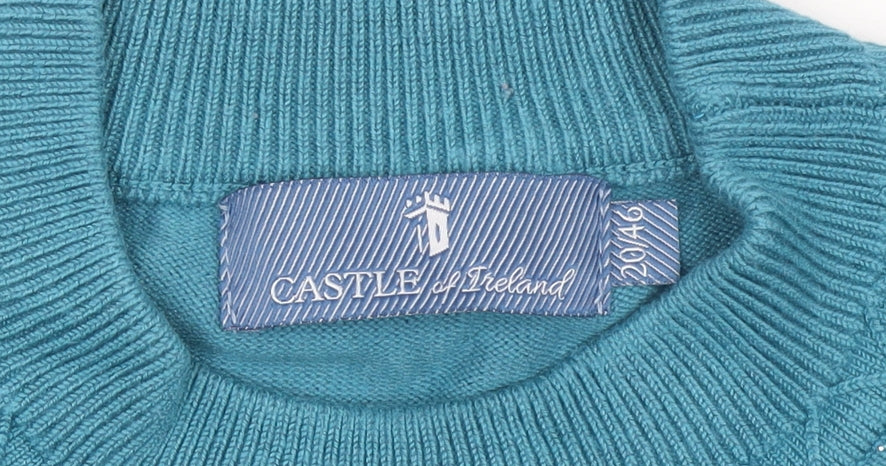 Castle of Ireland Women's Blue Mock Neck Beaded Jumper Size M