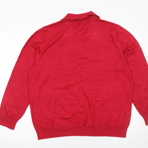 Castle of Ireland Women’s Red Collared Henley Knit Jumper Size 14