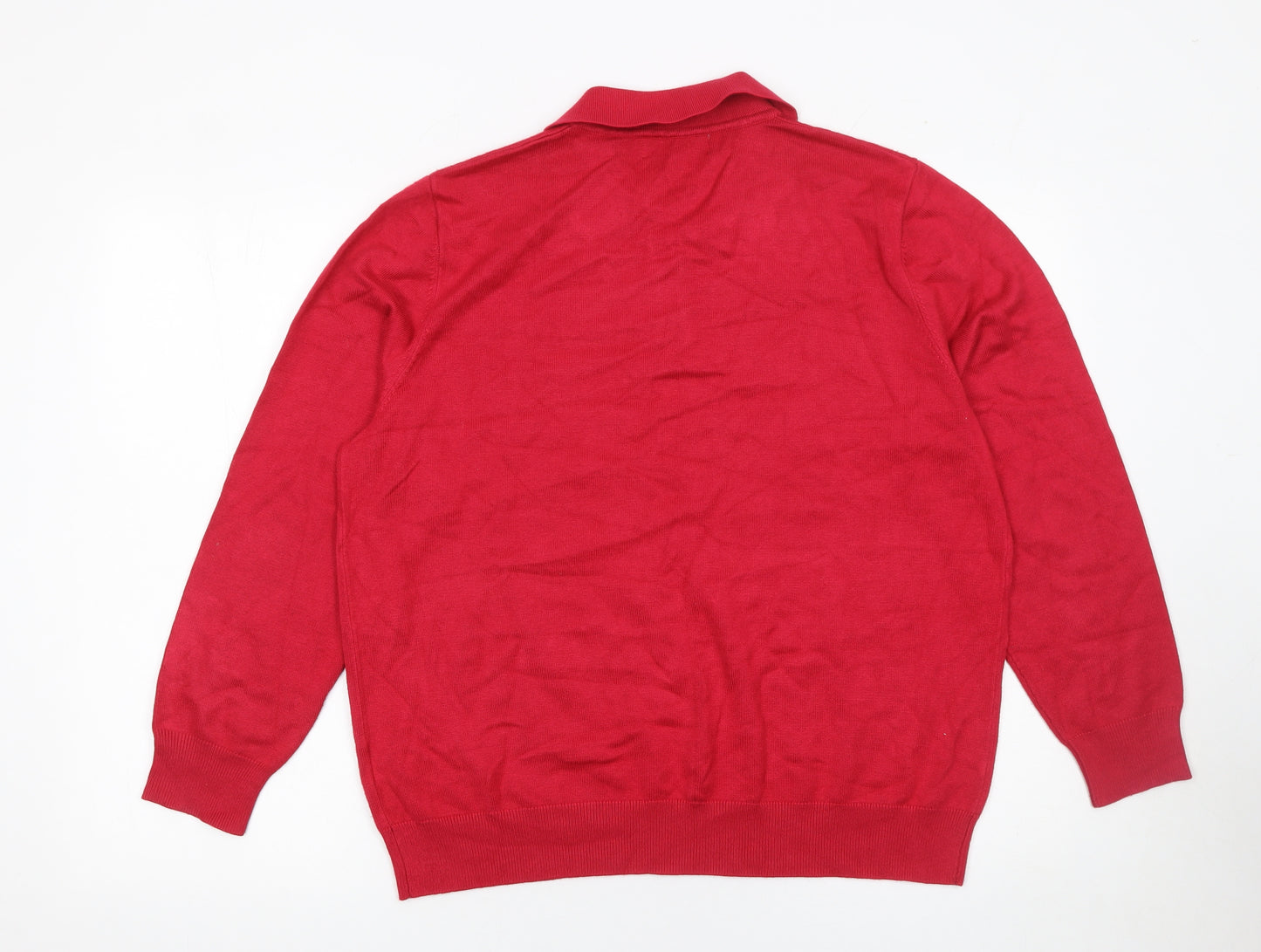 Castle of Ireland Women’s Red Collared Henley Knit Jumper Size 14