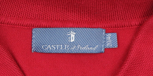 Castle of Ireland Women’s Red Collared Henley Knit Jumper Size 14