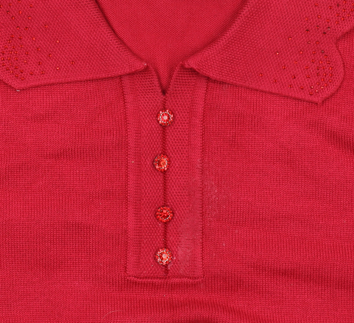 Castle of Ireland Women’s Red Collared Henley Knit Jumper Size 14