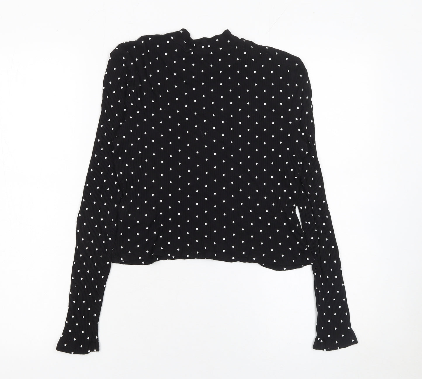 H&M Divided Women’s Black Polka Dot Long Sleeve Mock Neck Top Size M