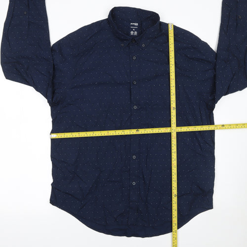 Dunnes Stores Men's Blue Polka Dot Cotton Regular Fit XL Shirt
