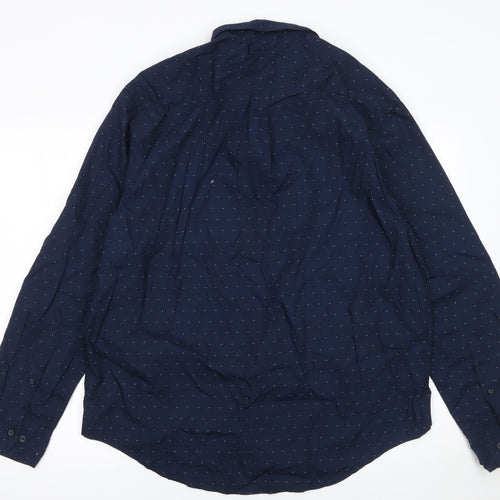 Dunnes Stores Men's Blue Polka Dot Cotton Regular Fit XL Shirt