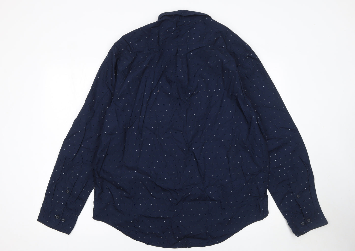 Dunnes Stores Men's Blue Polka Dot Cotton Regular Fit XL Shirt