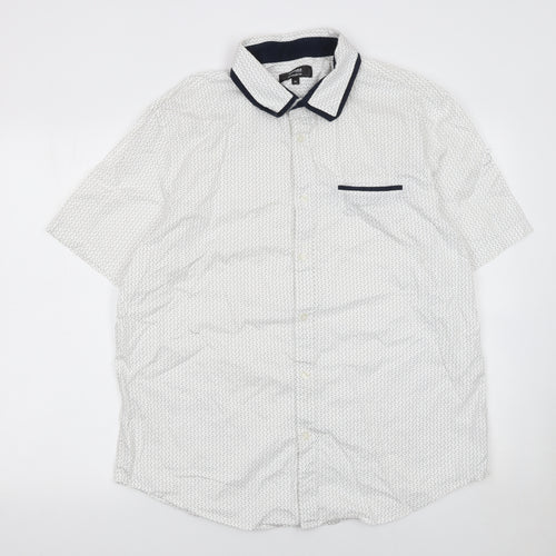 Dunnes Stores Men's White Short Sleeve Regular Fit Cotton Shirt XL