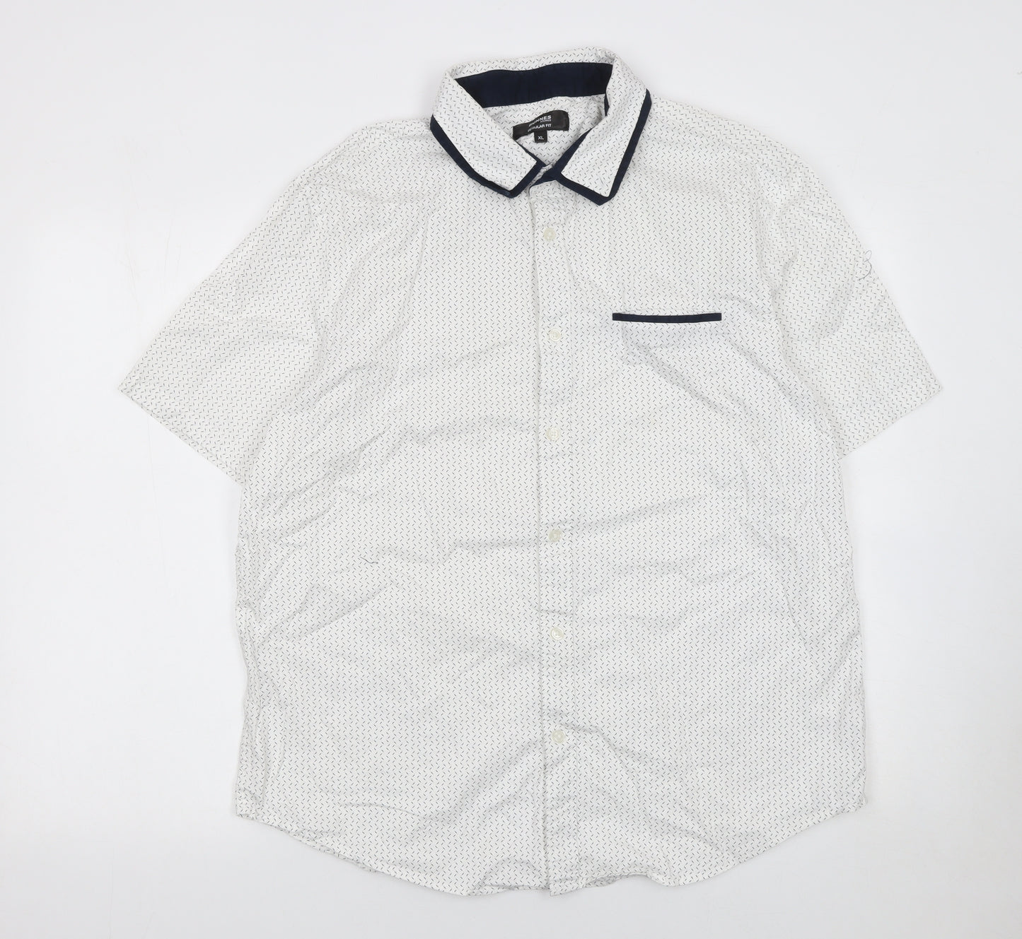 Dunnes Stores Men's White Short Sleeve Regular Fit Cotton Shirt XL