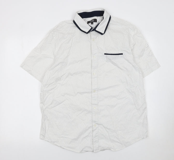 Dunnes Stores Men's White Short Sleeve Regular Fit Cotton Shirt XL