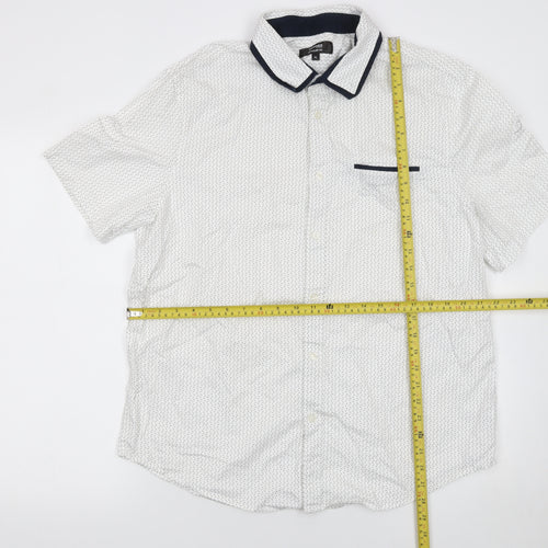 Dunnes Stores Men's White Short Sleeve Regular Fit Cotton Shirt XL