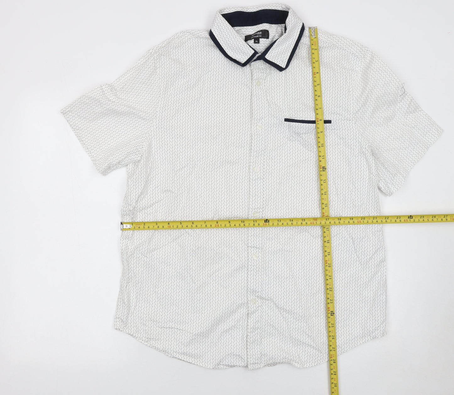 Dunnes Stores Men's White Short Sleeve Regular Fit Cotton Shirt XL