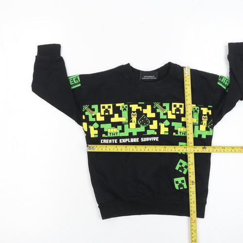 Minecraft Boys Black 3-4 Years Pullover Sweatshirt with Graphic Print