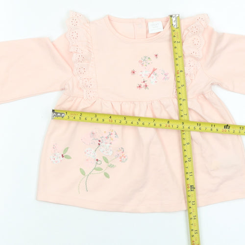 Next Baby Pink Floral Embroidered Long Sleeve Tunic Blouse 9-12 Months