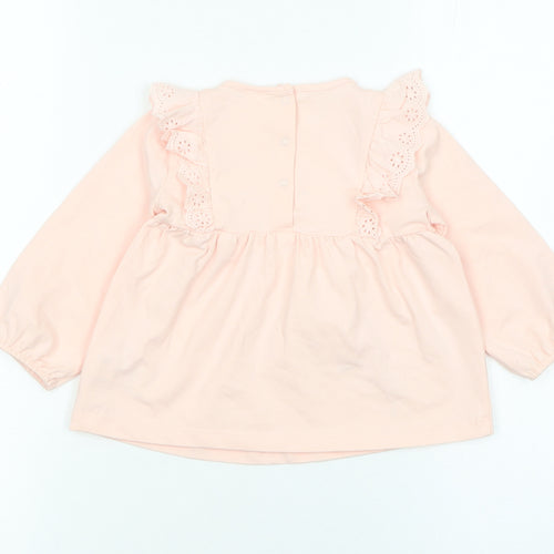 Next Baby Pink Floral Embroidered Long Sleeve Tunic Blouse 9-12 Months