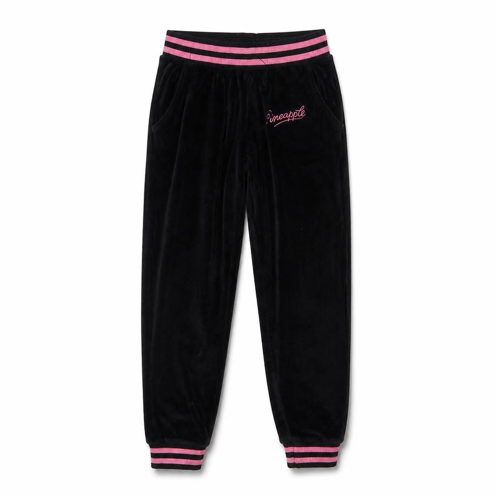 Pineapple Girls Black Velour Jogger Trousers 8-9 Years Elastic Waist Dancewear