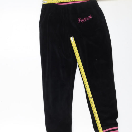 Pineapple Girls Black Velour Jogger Trousers 8-9 Years Elastic Waist Dancewear