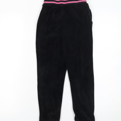Pineapple Girls Black Velour Jogger Trousers 8-9 Years Elastic Waist Dancewear