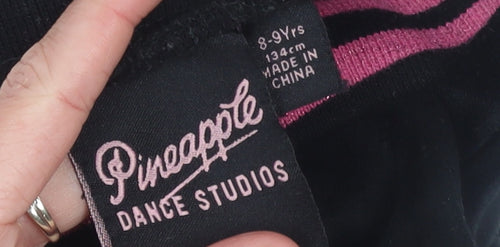 Pineapple Girls Black Velour Jogger Trousers 8-9 Years Elastic Waist Dancewear