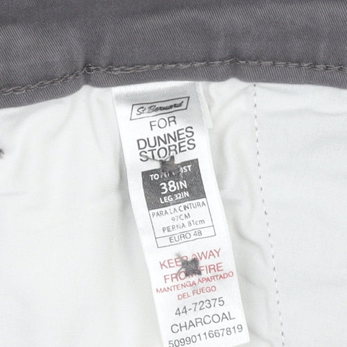Dunnes Stores Men’s Grey Regular Fit Chino Trousers 38W 32L