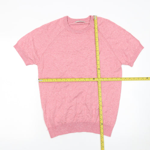MNG Women Pink Short Sleeve Crew Neck Pullover Jumper Size 12