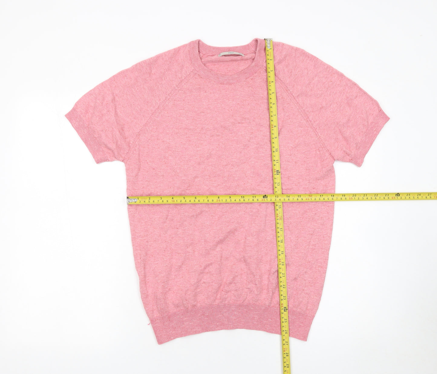 MNG Women Pink Short Sleeve Crew Neck Pullover Jumper Size 12