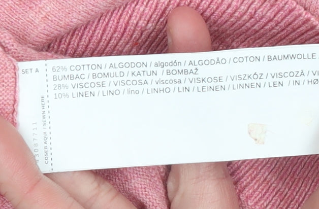 MNG Women Pink Short Sleeve Crew Neck Pullover Jumper Size 12