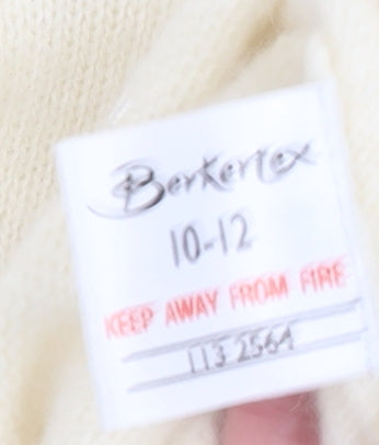 Berkertex Women Vanilla Embroidered Wool Angora Cardigan Size 10-12