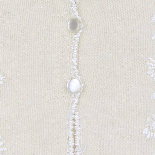 Berkertex Women Vanilla Embroidered Wool Angora Cardigan Size 10-12