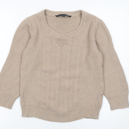 Betty Jackson Black Women’s Beige Cable-Knit Jumper Size 14