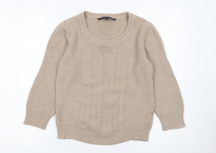 Betty Jackson Black Women’s Beige Cable-Knit Jumper Size 14