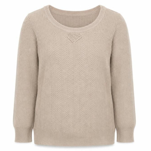 Betty Jackson Black Women’s Beige Cable-Knit Jumper Size 14