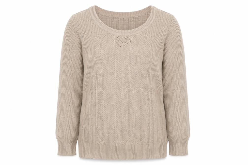 Betty Jackson Black Women’s Beige Cable-Knit Jumper Size 14