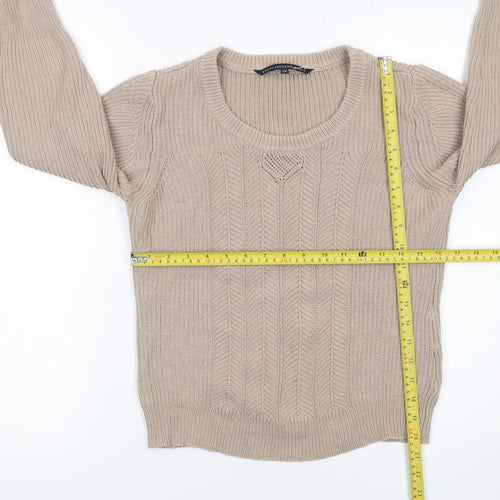 Betty Jackson Black Women’s Beige Cable-Knit Jumper Size 14