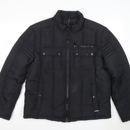 Kenneth Cole Reaction Men's Black L Puffer Jacket Winter Polyester Zip