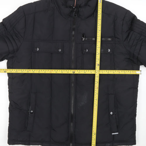 Kenneth Cole Reaction Men's Black L Puffer Jacket Winter Polyester Zip
