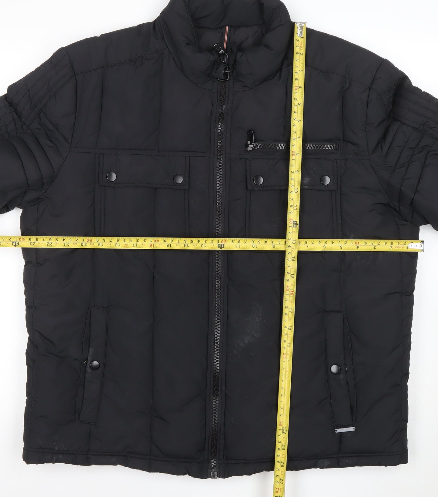 Kenneth Cole Reaction Men's Black L Puffer Jacket Winter Polyester Zip
