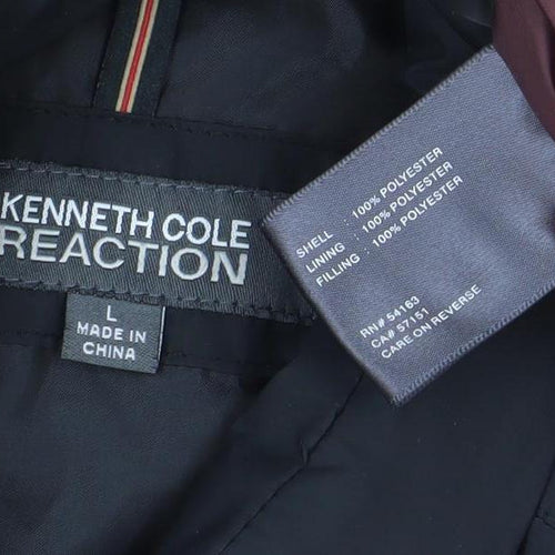 Kenneth Cole Reaction Men's Black L Puffer Jacket Winter Polyester Zip