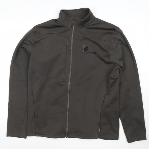Landway Mens Brown Soft Shell Fleece Jacket L Full Zip Outdoor